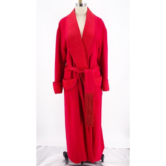 Neiman Marcus Other - Diana Gackstetter Neiman Marcus Red Cashmere Quilted Tassel Long Robe~S